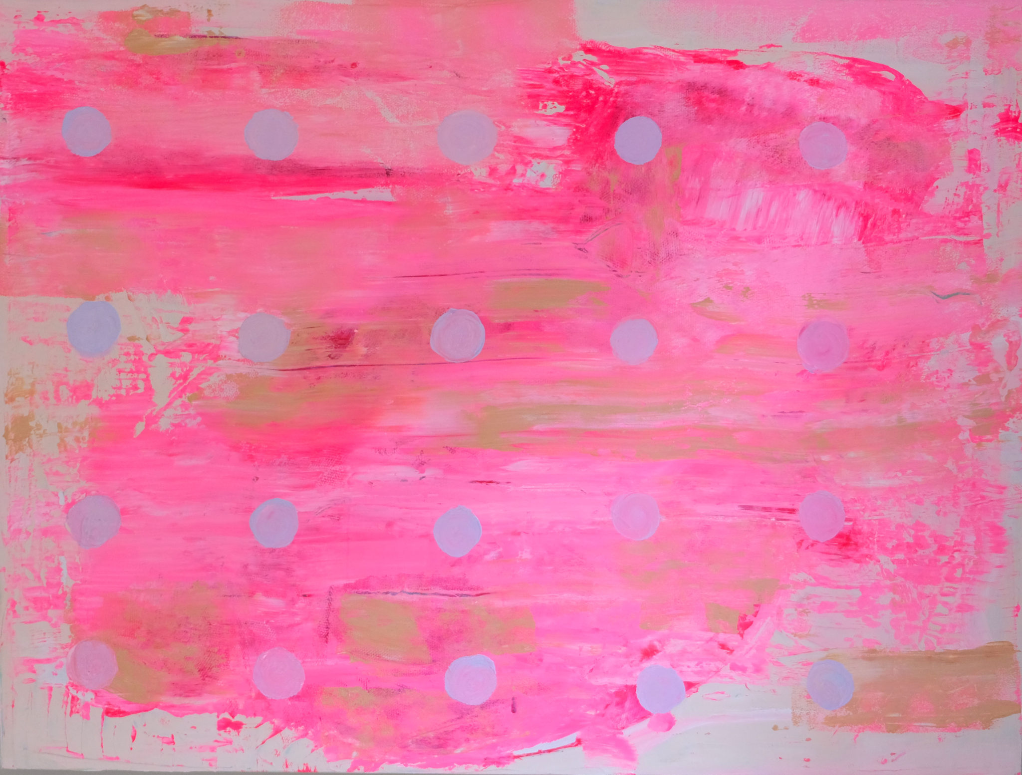 Name is Baby is an original piece from Caitlin Wheeler's private collection featuring neon pinks, taupe, tan, and periwinkle acrylic on canvas