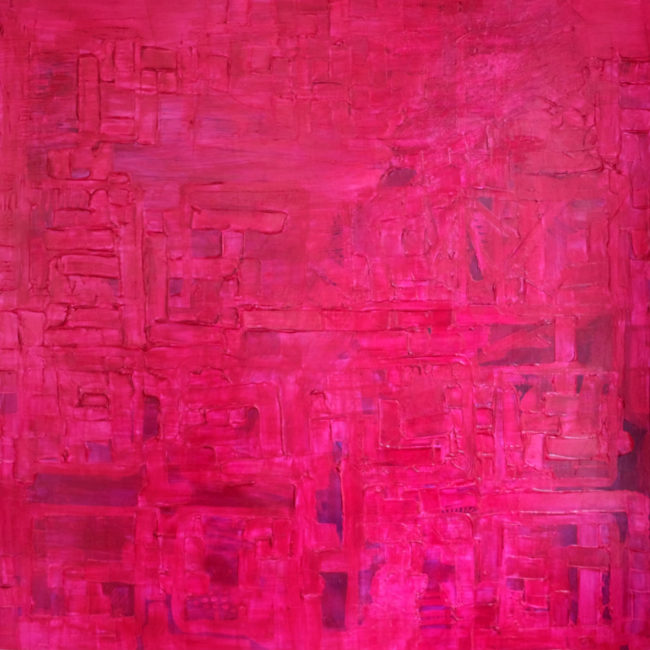 Blame It on my ADD is a 4 foot by 4 foot pink abstract painting by Caitlin Wheeler Art